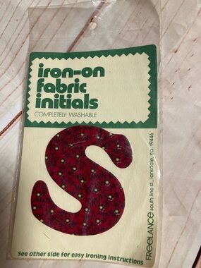 Initial S iron on decal patch-NEW-Dark red and black